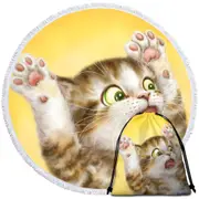 Funny Cats for Kids the Panic Attack Kitty Round Beach Towel