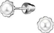 [Cherished Moments] Children's Sterling Silver or 14k Gold Plated Cultured Pearl Screw Back Earrings for Babies, Little Girls, Kids and Toddlers