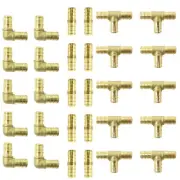 (30 pieces) 1/2" Brass PEX Fittings for 1/2 inch PEX Pipe (10 - Elbow, 10 -TE...