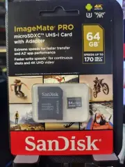 SanDisk 64GB ImageMate PRO microSDXC UHS-1 Memory Card with Adapter 4K Ultra HD