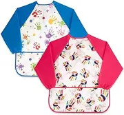 fimaska Toddler Art Smock Artist Painting Aprons 2 Pack Waterproof kids paint smocks,Age 2-7 Years