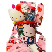 Hello Kitty sitting Pretty cloud throw 60 by 70 Easter basket with plush