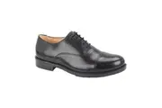 Grafters Mens Leather Capped Oxford Laced Cadet Shoe (Black) - UTDF1805