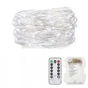 ElegantWeddingReceptionParty Fairy Lights 5M 50 LED Battery Operated with Remote Control Timer Waterproof Copper Wire Twinkle String Lights for Bedroom Indo