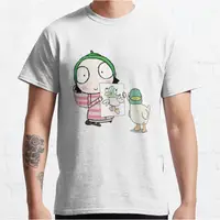 在飛比找蝦皮購物優惠-卡通動畫莎拉與乖乖鴨Sarah & Duck 圖案印花男士百