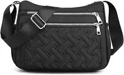 [YUESITE] Women's Shoulder Bag, Small Quilted Shoulder Bag with Multiple Pockets, Lightweight Waterproof Messenger Bags, Nylon Purse, Handbag