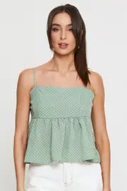 Polka Dot Cami Top Peplum - Size L, Women's Cami