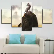 Lone Wolf Animal Hill 5 Panel Canvas Print Wall Art Poster Home Decoration