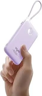 [VIYISI] 10000 mAh Power Bank Ultra Slim 22.5W Portable Charger Fast Charging with Built-in Type-C Cable Compatible with iPhone 16 15 Samsung S24 S23 S22 - Purple