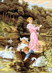 Printed Canvas Tapestry Gobelin Embroidery Orchidea "A Day on the River" 2802