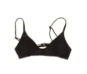 Rachel Roy Women's Laser Cut Mesh Swim Bikini Top - Black - Size XS