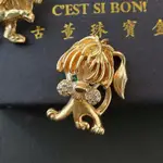 長瀏海碧眼可愛小獅別針 臉頰胖嘟嘟【C’EST SI BON古董珠寶盒】VINTAGE老飾 童趣幼獸 可愛立體 萌寵