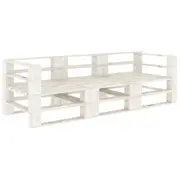 Garden Pallet Sofa White 3-Seater Wood vidaXL