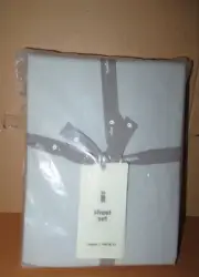 West Elm Washed Cotton Percale Sheet Set Twin/Twin XL Artic Blue New