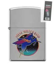 Zippo 4900 Steve Miller Band Brushed Chrome Finish Lighter + FLINT PACK