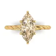 2Ct Marquise Cut Natural Morganite Solid 14K/18K Gold Solitaire Engagement Ring