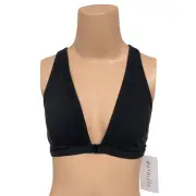 Athleta Harmony Bra A-C Sz S New $54 Black Low Cut Racerback Front Close