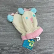 Vintage Baby OshGosh B'Gosh Infant Mittens Cute Plush Pastel Panda Bear RARE NEW