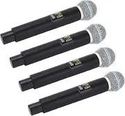 4 Rechargeable Microphones, Cordless Handheld Dynamic Mic with Receiver, 164ft Range, 6.35 Mm Port, for Karaoke Singing Party