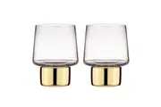 2PK Aurora Crystal Clear 200ml Footed Glass Tumbler Drink Cup Glasses Set Gold
