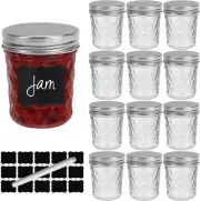 Small Mason Jars 6 Oz with Airtight Silver Lids,12 Pack 200Ml Glass Diamond Cann
