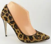 $170 JOAN & DAVID AMANDIE Brown Multi Leopard Designer Pointed Pumps 5.5 SMALL