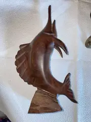Vintage Hand Carved Wood Sailfish Swordfish Marlin Sculpture 9.5” Tall Figurine