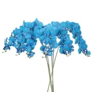 6Pcs 41" 9 Heads Artificial Orchid Stems Faux Phalaenopsis, Teal Blue