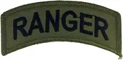 [Artisan Owl] United States Army Ranger Tab Patch, Subdued Woodland/Green, with Iron-On Adhesive