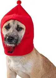 Ear Muffs Noise Protection, Plush Dog Hats Pet Ears Warm Dog Ear Cover, Winter Hat Dog Head Wrap for Small Medium Large Dogs (Red, L)