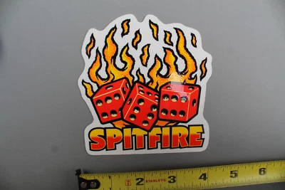 Spitfire Skateboard Wheels Flaming Dice Fire Z86A Vintage Skateboarding STICKER