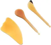 Baluue 3Pcs Cattle Horns Scraping Board Massage Tool Gua Plate for Relief Skin Nourishment Multi Functional Accessories for Spa Beauty Care