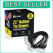 Versatile 21-Inch Bungee Cord Tie-Downs with Stainless Steel Hooks - 50 Pack