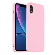For Apple iPhone XR Silicone Silky Soft Case with Microfiber TPU Ultra Slim Anti Scratch Shockproof Cover (Sand Pink)