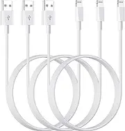 AICHUA 3ft 3Pack Apple MFi Certified iPhone Charger Cord, USB to Lightning Cable, Fast Charging & Data Sync, Compatible with iPhone 14/13/12/11/XR/XS/X/8/7/6/5/SE/iPad