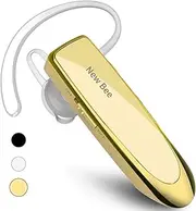 New bee Bluetooth Earpiece V5.0 Wireless Handsfree Headset 24 Hrs Driving Headset 60 Days Standby Time with Noise Cancelling Mic Headsetcase for iPhone Android Samsung Laptop Truck Driver, Gold