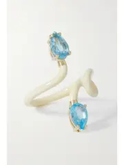 [BEA BONGIASCA] BEA BONGIASCA - Double Vine 9-karat Gold, Silver, Enamel And Topaz Ring - Cream - 14 14 Cream