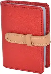 [KYSUN] PU Leather Card Case Holder, Business Name Card Holder Case Wallet, Credit Card Holder for Men & Women, Business Card Holder for Purse, Bank Credit Card Book Wallets with 26 Card Slots, Red,