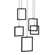 Vencha Dahli Modern Metal Square Geometric 5 Light LED Pendant Light