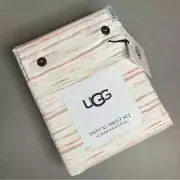 UGG Twin XL Sheet Set Fiorella Rosewater Pink White Stripe Space Dye Print NWT