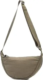 [GoPaw] Women's Half Moon Crossbody Shoulder Bag, Hobo Halfmoon Bag, Nylon Crossbody Bag, Women's Half Moon Shoulder Bag with Adjustable Shoulder Strap, Plain