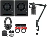 (2) Presonus Eris Pro 4 Powered 4" Studio Monitors+Interface+Mic+Headphones+Boom