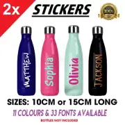 2x Personalised Name Custom Water Bottle Label Stickers School Thermos Drink