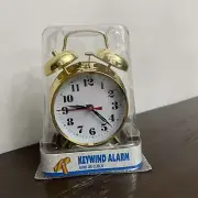 Keywind Alarm Analog Clock Golden