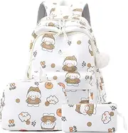 [Mfikaryi] Elementary School Backpack for Girls,Waterproof Student Bookbag with Lunch box and Pencil Case