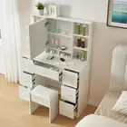 Vanity Stool Set with 7 Drawers Led Lighted Make up Desk Dressing Table AU
