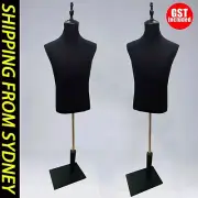 Male Mannequin Half Model Man Suit Adjustable Bracket Window Display Rack Black