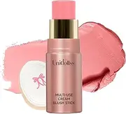 Multi-Use Makeup Cream Blush Stick, Unidollss 3-in-1 Buildable Blush Stick for Cheeks, Eyes, and Lips, Hydrating formula, All day wear, Easy Application with Thumb Puff Included (01 WHISPER)