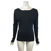 BANANA REPUBLIC - WOMEN'S XL -BLACK LONG SLEEVE LOW BACK PULL-OVER SWEATER