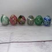 6 Vintage Wax Easter Egg Candles Millefiori Designs New In Box Colorful